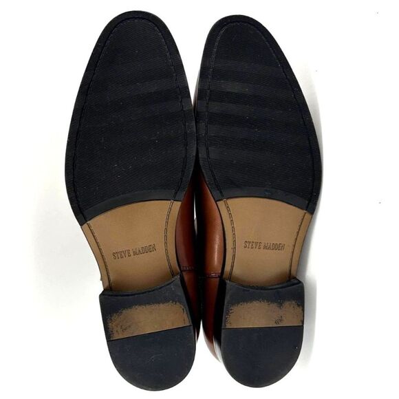 Steve Madden Duke Chelsea Ankle Boots Men's Sz 9.5 Tan Leather Upper Brown Sole - Picture 7 of 16